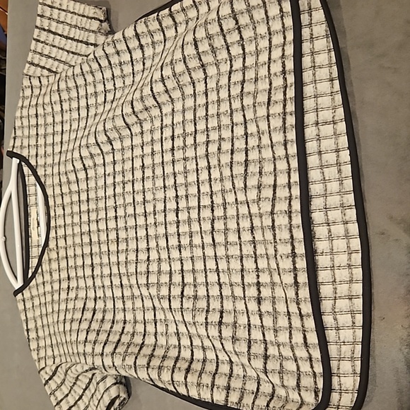 Wool Madewell high low short sleeve buffalo  check top sz.M - Picture 5 of 7